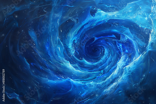 A digital painting of a blue energy storm, swirling and raging with chaotic energy.