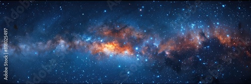Star In Sky. Cosmic Night Background with Blue Sky and Galactic Way