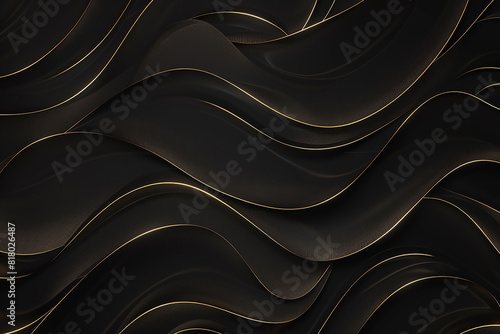 A soft and fluid pattern of curved lines on a black background, with a sense of grace and elegance, showcasing a feminine and delicate design.