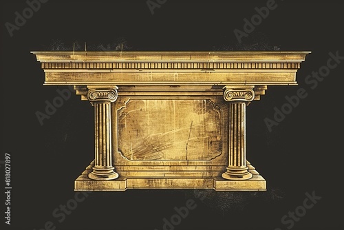  A minimalist illustration of the Ark of the Covenant, designed with simple and clean lines to evoke a sense of mystery and reverence, focusing on the symbolic elements that represent the sacred