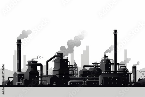 metallic finish flat design side view industrial theme animation black and white