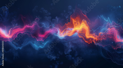 Abstract digital art depicting weather radar patterns with vibrant colors and swirling shapes, representing atmospheric data in a visually dynamic manner.