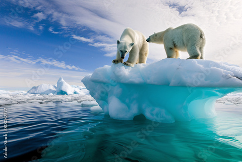 two polar bears on an iceberg