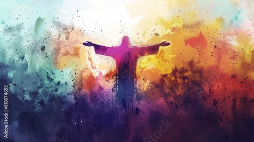 jesus christ in worship abstract watercolor background digital painting