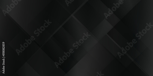 Luxury deep black dynamic abstract vector geometric lines patterns and squares, Luxury modern seamless abstract geometric black pattern, empty black and white tiles on black background with space.