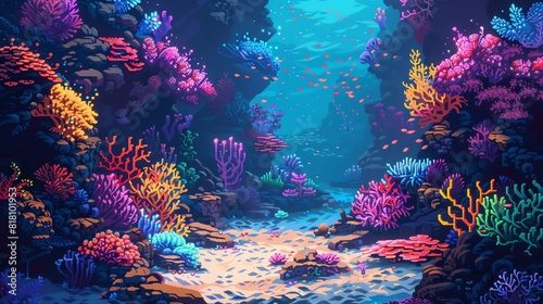 Underwater world. Bright colors of coral reefs and tropical fish. The beauty of the underwater world.