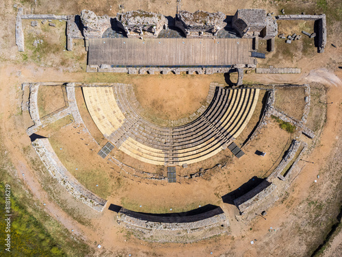 View of the Roman theater, Regina Turdulorum, Roman city, Casas de Reina, Estremadura province, Spain