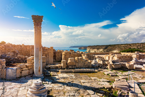Κourion ancient ruins of the ancient city. Achilles' House Kourio Basilica at The Sanctuary of Apollo at the Kourion World Heritage Archaeological site near Limassol (Lemesos), Cyprus