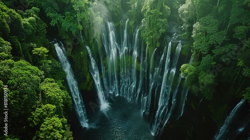 Water fall an all side of rainforest UHD wallpaper