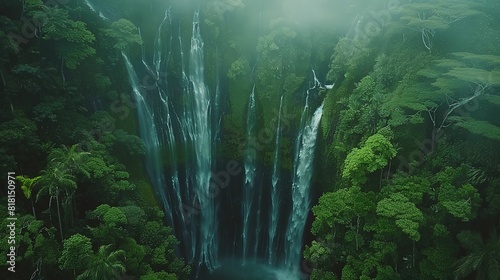 Water fall an all side of rainforest UHD wallpaper