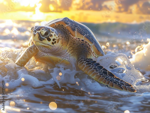 Capture the majestic Kemps ridley turtle in a photorealistic style