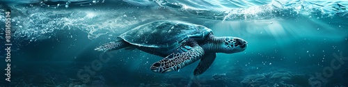 Bring to life the impressive strength and elegance of a Leatherback turtle submerging beneath the waves in a dynamic CG 3D rendering