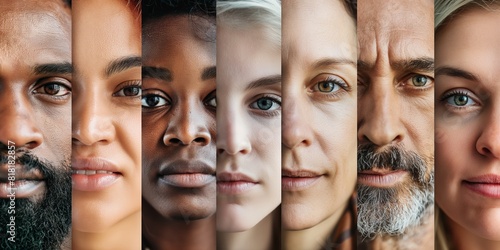 A collage representing diversity, featuring close-up portraits of people from different ethnic backgrounds