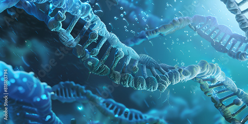 DNA blue background, JUMPING GENOME 