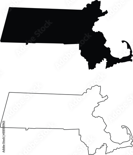 Massachusetts state outline contour silhouette 