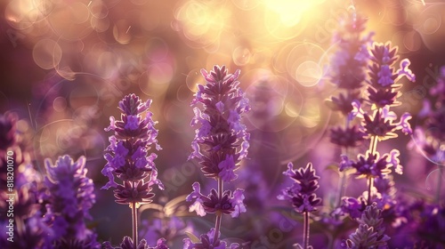  A tight shot of an array of flowers with a beacon of light in their midst, background included