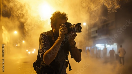 Photojournalist in Action: As a news story unfolds, the photojournalist is on the scene, taking pictures that tell a compelling visual story and bring attention to important events