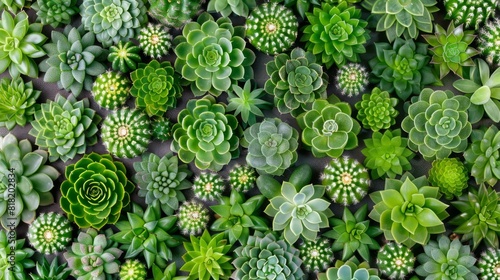  A tight shot of various succulent types thriving on a wall in a gardener's planter