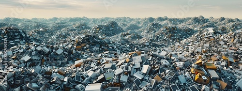 EWaste Crisis A D Rendered Junkyard of Obsolete Gadgets and Appliances Conveying an Overwhelming