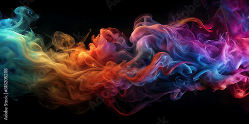 black background with colorful smoke