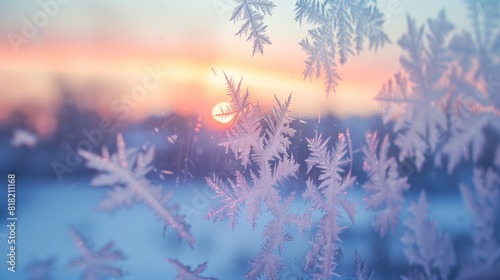 Frosty Window With Setting Sun
