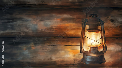 Rustic oil lamp in a cozy cabin
