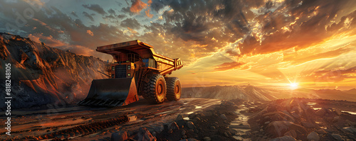 Majestic sunset at mining site