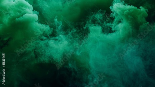 abstract green smoke on black background toxic fog and stink concept for sports stadium