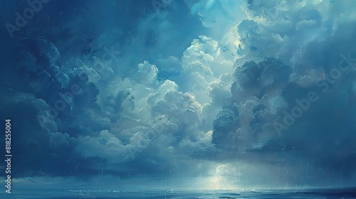 soothing presence of a rain cloud, draped in soft shades of blue and silver