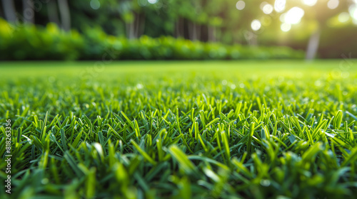 Short cut grass lawn care concept