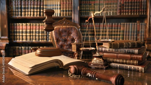 Visualizing a judges gavel law books and scales