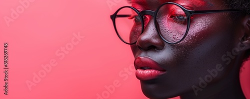 Fashionable eyewear on bright pink background