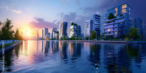 Engineer designs sustainable city project with ecofriendly buildings renewable energy and ESG principles. Concept Sustainable City Design, Eco-friendly Buildings, Renewable Energy, ESG Principles