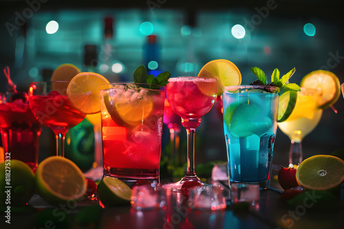 Cocktail party with colorful drinks
