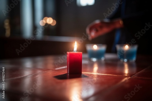 lighting up a votive candle in church