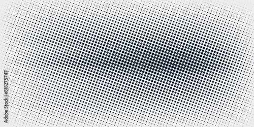 Monochrome gradient halftone dots background. Vector illustration. Abstract grunge dots on black background