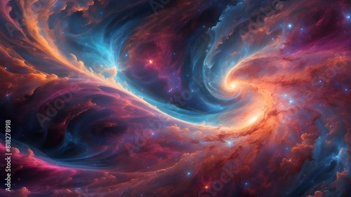 Entertaining Swirling Cosmic Nebula in Luminous Glow of Starry Light