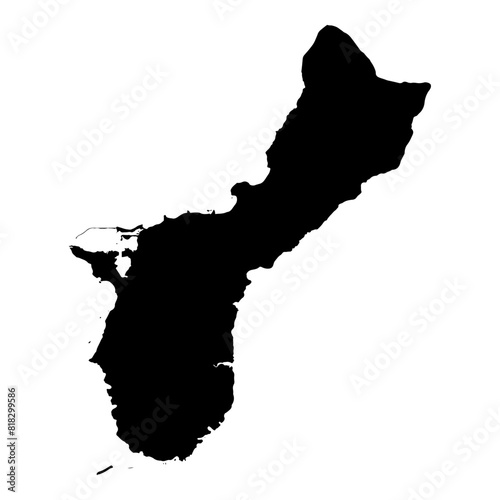 Black solid map of the state of Guam