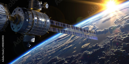 A gleaming orbital station basks in solar rays, harvesting energy for intrepid spacefarers far from terra firma.