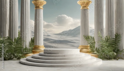 Background podium column 3d roman luxury greek white ancient display product classic.