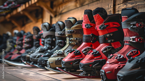 Assorted Collection of Cross-Country Ski Boots Showcasing Their Design and Functionality