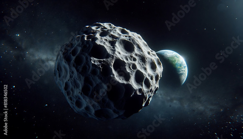 Vue de l'espace d'un astéroïde flottant dans l'espace