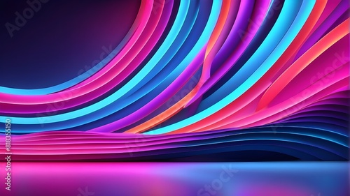 3D rendering, abstract neon wall covering, vibrant, amazing backdrop featuring a curved pattern that glows in the UV spectrum