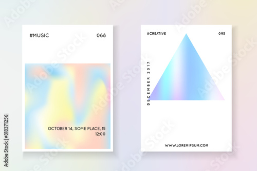Color Foil. Crystal Effect. Gradient Poster. Graphic Concept. Pink 1980 Cover. Colourful 90s Backdrop. Minimal Mesh. Blue Color Foil