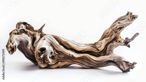 Tree trunk driftwood plant white background 