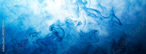 Smoke, painted with gradient of blue hues, swirls and waves create abstract masterpiece, evoking sense of mystery and elegance. Ideal for backgrounds, wallpapers, or any project needing artistic touch