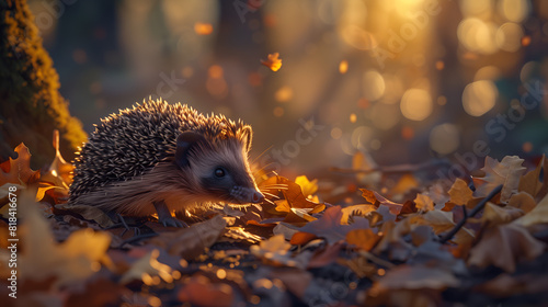 Portrait of a hedgehog in the wild