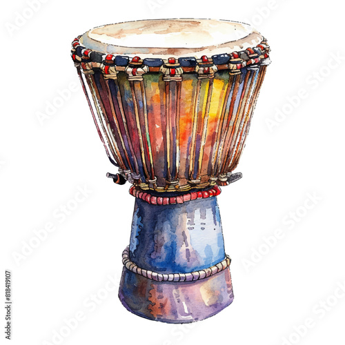 djembe vector illustration in watercolor style