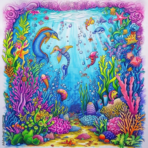 Kids' watercolor book featuring mermaids in the underwater world 🧜‍♀️🎨 Dive into colorful adventures and magical tales, igniting young imaginations with ocean wonders