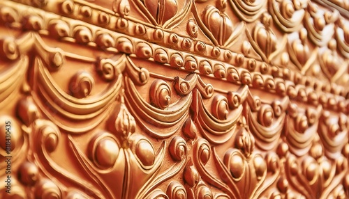 Intricate Golden Wall Relief Patterns Design